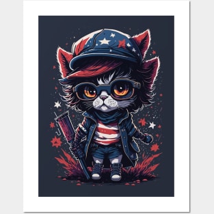 Patriotic Cat Posters and Art